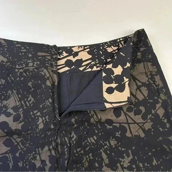 Anne Carson Silk Skirt A-Line Flowy Black Tan Sheer Overlay Lined Size 8 - Picture 13 of 15